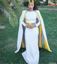 Tswana and Venda Wedding - South African Wedding Blog Ball Gown With Cape, Print Wedding Dress, Sepedi Traditional Dresses, African Print Wedding Dress, African Prom Dress, Wedding Dress Reception, African Inspired Wedding, Gown With Cape, African Traditional Wedding Dress