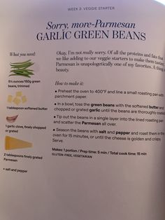 an advertisement for some sort of green beans on a white board with information about it