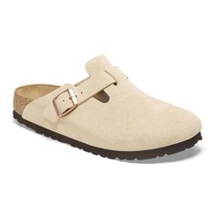 Boston Suede Leather Latte Cream | BIRKENSTOCK Birkenstock Styles, Birkenstock Clogs, Boston Clogs, Birkenstock Women, Boston Clog, Leather Slip On Shoes, Birkenstock Boston, Birkenstock Boston Clog, Leather Clogs