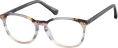 These exquisite multi-patterned square glasses will garner plenty of compliments. The medium-sized eyeglasses is made with high-quality acetate and features spring hinges for a comfortable fit. It has a matte finish and is available in desert and forest. | Zenni Women's Boho Square Prescription Eyeglasses Gray Plastic Glasses Fashion Women, Zenni Optical, Fashion Eye Glasses, Oval Face Shapes, Oval Face, Stylish Glasses, For Your Eyes Only