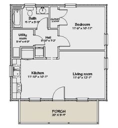 the floor plan for a two bedroom apartment with an attached kitchen and living room area