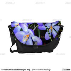 Beautiful Blue Flowers Medium Messenger Bag Blue Flowers