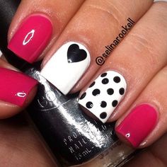 Nails! Do It Yourself Nails, Valentines Nail Art Designs, Valentine Nail Art, Get Nails, Fancy Nails, Creative Nails, Valentine's Day Nails, Valentines Nails