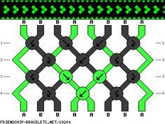 the pattern is shown in green and black, with an arrow pointing up to it