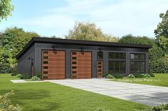 a two car garage is shown in this computer rendering