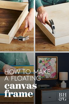 how to make a floating canvas frame with wood veneers and plywood backing