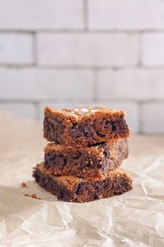 three brownies stacked on top of each other