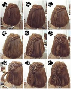 Красивые прически. Прически пошагово. Идеи Semi Short Hair, Easy Hairstyles For Short Hair, Heatless Hair Curlers, Simple Hairstyles, Heatless Hairstyles, Pinterest Hair