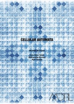 the cover for cellular automata, with blue and white squares on it's surface