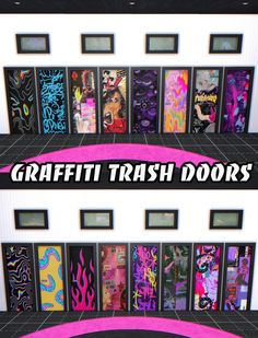 two doors with graffiti on them and the words graffiti trash doors