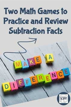 two math games to practice and review subtractionfacts with the words make a difference