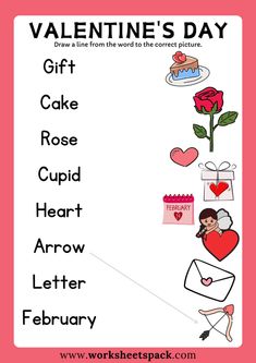 valentine's day worksheet for kids to learn how to write and draw