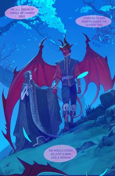 an image of a man in costume standing on top of a hill with dragon wings