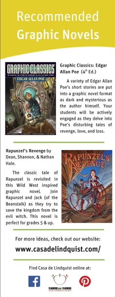 an advertisement for graphic novels with text