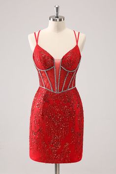 Glitter Dark Green Corset Spaghetti Straps Short Tight Homecoming Dresses Red Dress With Spaghetti Straps And Corset Back, Red Spaghetti Strap Evening Dress For Night Out, Red Spaghetti Strap Dress With Corset Back, Homecoming Evening Dress With Spaghetti Straps For Party Season, Homecoming Spaghetti Strap Evening Dress For Party Season, Black Spaghetti Straps Evening Dress For Homecoming, Spaghetti Straps Evening Dress For Homecoming Party, Fitted Glitter Dress With Spaghetti Straps, Party Evening Dress With Corset Back And Spaghetti Straps