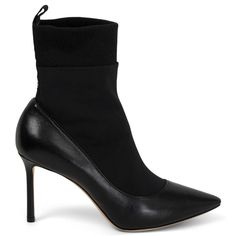 100% authentic Jimmy Choo Brandon 85 Ankle Sock Boots in black nappa leather and neoprene stretch fabric. They come with a pointed-toe and stretch rib fabric around the ankle. 'I want Choo' is printed on a grosgrain band above the heel. Brand new. Measurements Imprinted Size 39.5 Shoe Size 39.5 Inside Sole 26cm (10.1in) Width 7.5cm (2.9in) Heel 8.5cm (3.3in) All our listings include only the listed item unless otherwise specified in the description above. Ankle Sock Boots, Stretch Shoes, How To Stretch Shoes, Ankle Sock, Sock Boots, Toe Socks, Designer Boots, Boots Shoes, Ankle Socks