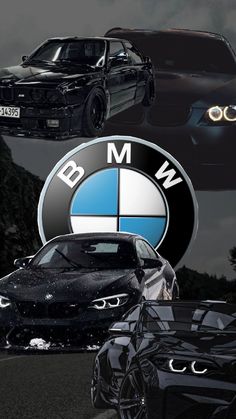 three different cars are shown in this collage with the bmw logo on one side