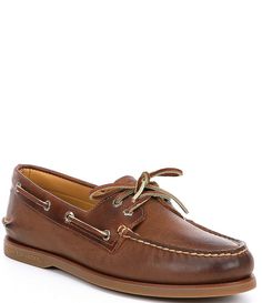 Sperry Men's Gold Cup Authentic Original Rivingston Boat Shoes | Dillard's Classic Brown Leather Boat Shoes, Brown Boat Shoes With Leather Lining, Sperry Men, Gold Cup, Boat Shoe, Mens Gold, Men's Clothes, Nubuck Leather, Dillard's