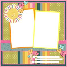 an open book with hearts and flowers on the cover, in front of a striped background