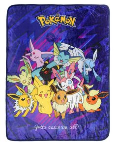 a blanket with pokemon characters on it