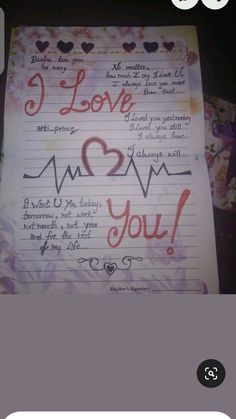 a note with the words i love you written on it