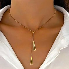 Details Perfect For Everyday Look Length: Adjustable 13” To 20” Inches Lariat Necklace 14k Gold Filled Not Tarnish Style: Modern & Chic Shipping In 1 Day Condition: Brand New Free Shipping Womens Necklaces Gold Jewelry, Stainless Steel Necklace For Women, Modern Gold Jewelry Necklaces, Modern Accessories Jewellery, Woman With Jewelry, Y Necklace Gold, Gold Bridal Jewelry, Best Jewellery Design, Necklace For Women Gold