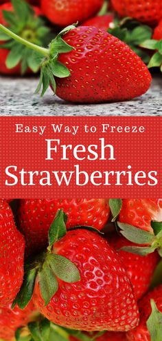 fresh strawberries with text overlay that reads easy way to freeze fresh strawberries