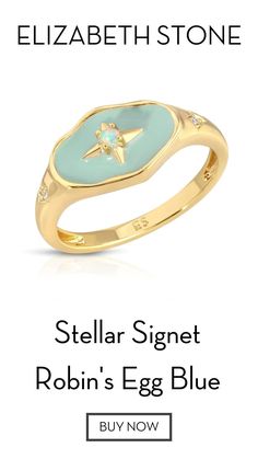 Harness the power of the galaxy and bring your pastel dreams to life. A glowing north star with an opal center bathes in a pool of hand painted enamel. CZ star detail on either side 14k gold plated brass Enamel, Simulated opal, cz Robin's Egg Blue