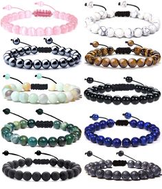 PRICES MAY VARY. Beaded Bracelets Set:You will get 10 pcs gemstone bracelets in a pack,Including tiger eye bracelet,Rose Quartz bracelet,Black Onyx bracelet,Lapis bracelet , lava stone bracelet,Indian Agate bracelet and so on.You can match with your other jewelry easily to complete your look. It will look great no matter what the occasion. Material: This bracelets are 100% handmade,made by 8mm gemstone beads.And no metal,good for sensitive skin.Colorful beads show your charm. Size: 8mm adjustabl Amythest Bracelet, Crystal Bead Jewelry, Lava Stone Bracelet, Black Onyx Bracelet, Stone Bracelets, Rose Quartz Bracelet, Onyx Bracelet, Natural Stone Bracelets, Healing Power