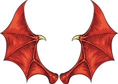 two red dragon wings on white background