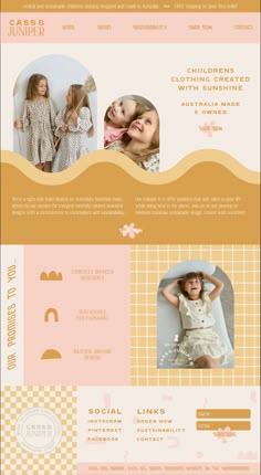 Boho website design for childrens fashion brand by The Wonderbrand. Boho website and brand design. Fun and playful branding. Modern Retro Website Design, Kids Website Design Inspiration, Baby Website Design, Pastel Website Design, Colourful Website Design, Whimsical Website, Fashion Website Design Inspiration, Funky Website Design, Kids Website Design