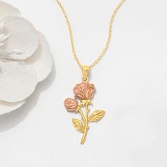 Ross-Simons - 14kt Two-Tone Gold Rose Pendant Necklace. 18". This lovely rose pendant necklace embraces a forever spring feeling. Inspired by Mother Nature, a gorgeous textured and polished 14kt rose and yellow gold flower is elegantly detailed resembling the life-like bud. Suspends from a 14kt yellow gold cable chain with a 2" extender. Springring clasp, rose pendant necklace. Rose Gold Necklaces With Rose Design For Anniversary, Rose Gold Fine Jewelry Necklace For Mom, Rose Gold Jewelry With Roses For Mother's Day, Rose Gold Necklace Hallmarked As Gift For Mom, Spring Feeling, Rose Pendant Necklace, Feeling Inspired, Fine Jewelery, Rose Pendant