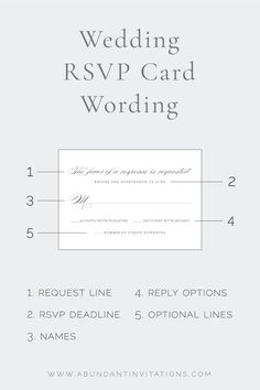 the wedding rsp card wording is shown in black and white, with text below it