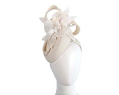 Featuring stylish, attractive design this cream winter racing fascinator sports classic pillbox base dressed with silk abaca loops and large flower. We are making fascinators in Australia for over 50 years and here is your chance to own unique creation made by our professional milliners.  Made in Australia  Pillbox autumn/winter racing fascinator  Prestigious Fillies collection brand  Comfortable headband Cream Headpieces For Royal Ascot Event, Formal Cream Headpiece For Royal Ascot, Cream Headpiece For Royal Ascot Event, Formal Cream Mini Hat With Handmade Flowers, Cream Headpieces For Kentucky Derby Event, Formal Cream Fascinator With Handmade Flowers, Cream Fascinator With Handmade Flowers For Formal Occasions, Cream Fascinator With Handmade Flowers For Formal Events, Cream Fascinator With Handmade Flowers For Races