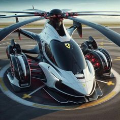 a futuristic car is shown on the tarmac with its wheels spinning in the air