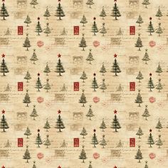 an old fashioned christmas tree wallpaper with red and green stars on the bottom half