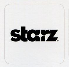 the starz logo is shown in black on a white square sticker that says,