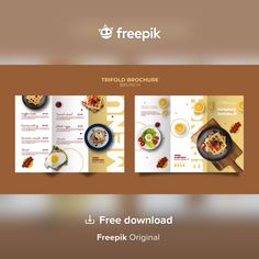 a brochure with food on it and the words freepik in english