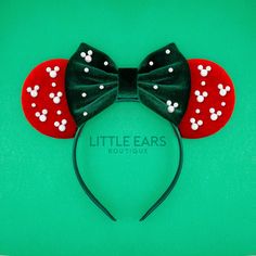 Christmas Green Pearls Mickey Ears - Mouse Ears Headband - Disney Christmas Ears - Experience the magic with our Disney Ears. Shop over 600 unique, affordable & high-quality mouse ears headband for all ages! Handcrafted with care. Fast & Free Shipping Available. Grinch Mickey Ears, Christmas Minnie Ears, Mickey Ears With Santa Hat, Holiday Minnie Ears, Christmas Mickey Ears, Christmas Mickey Mouse, Tinker Bell Mickey Ears, Christmas Mickey, Disney Mouse Ears