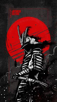 an image of a samurai with the sun in the background