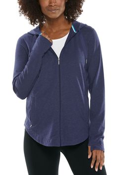 Women's LumaLeo Zip-Up Hoodie: Sun Protective Clothing - Coolibar : Sun Protective Clothing - Coolibar Cotton Athleisure Activewear With Double-lined Hood, Athleisure Hooded Jacket With Kangaroo Pocket, Relaxed Fit Athleisure Hooded Jacket With Drawstring, Comfortable Hooded Activewear With Drawstring, Relaxed Fit Athleisure Hooded Jacket, Lightweight Hooded Sporty Outerwear, Sporty Relaxed Fit Hooded Jacket With Kangaroo Pocket, Stretch Cotton Athleisure Outerwear, Casual Moisture-wicking Hooded Jacket For Fall