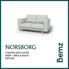 an image of a couch with the words norsborg written below it in green