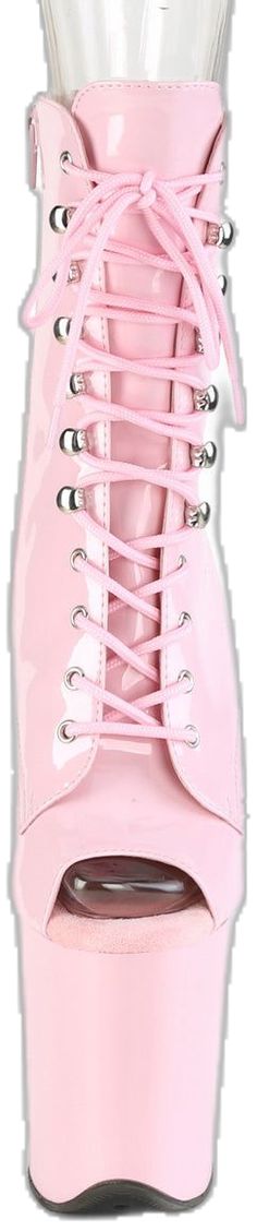 Trendy Pink High-top Lace-up Boots, Platform Shoes Boots, Pink Ankle Boots, Open Toe Ankle Boots, Pole Fitness, Platform Shoes, Baby Pink, Lace Front, Flamingo