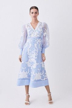 Applique Organdie Buttoned Woven Maxi Dress | Karen Millen Latest Maxi Dresses, Outfits For Mexico, Spring Wedding Guest Dress, Petite Business Casual, Maxi Dress Collection, Fall Wedding Guest Dress, Bachelorette Outfits, Evening Dresses Cocktail, Bandeau Dress