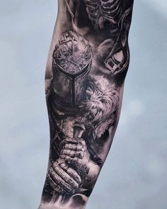 Brother And Sister Tattoo Ideas, Warrior Tattoo Sleeve, Sister Tattoo Ideas, Gothic Tattoos, Animal Sleeve Tattoo, Spartan Tattoo, Lion Tattoo Sleeves