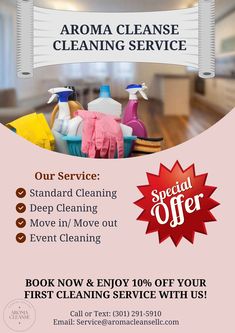 an ad for cleaning service with the words special offer