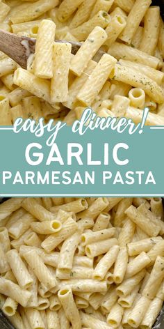 Garlic parmesan pasta is an easy dinner recipe that is hearty enough for a main dish or serve it as a side dish along with meat. Pasta Recipes Parmesan, Garlic Pasta Recipes, Pasta Easy, White Sauce Recipes, Recipe Pasta, Pasta Side Dishes, Pasta Sides, Easy Pasta Dishes