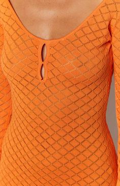 Our Style No.SW067 90%Rayon. 9%Nylon. 1%Spandex Very Stretchy Made in China Gentle Dry Clean Only Spring Stretch Nylon Bodycon Dress, Fitted Long Sleeve Nylon Dress, Orange Stretch Bodycon Dress With Long Sleeves, Orange Long Sleeve Stretch Bodycon Dress, Summer Long Sleeve Elastane Bodycon Dress, Summer Bodycon Dress With Long Sleeves, Orange Knit, Prom Midi Dress, Day To Night Dresses