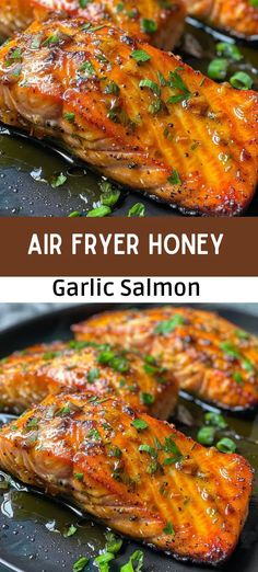 air fryer honey grilled salmon with garlic and parsley