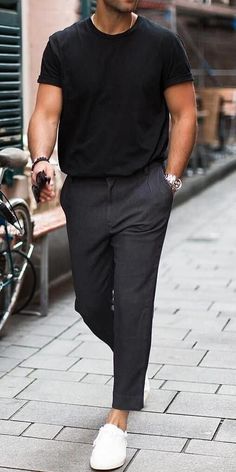 Minimalist Moda, Outfits To Try, Mens Business Casual Outfits, Minimalist Fashion Men, Men Fashion Casual Shirts, Stylish Men Casual, Street Style Outfits Men